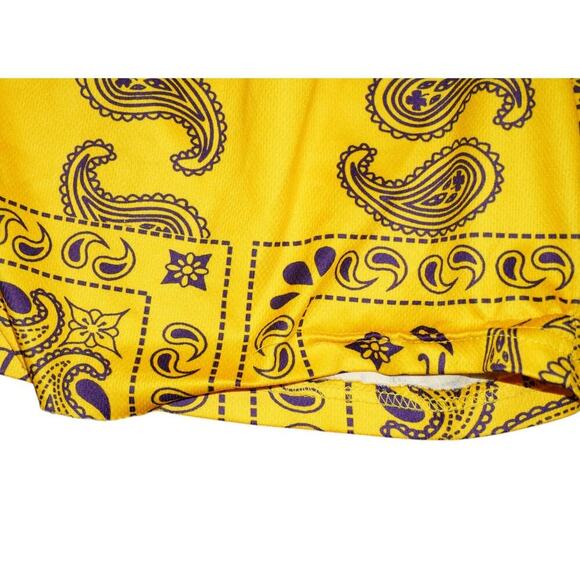 Lakers Colors Bandana Split Shorts Purple & Yellow Paisley Butterfly Streetwear - Picture 3 of 5